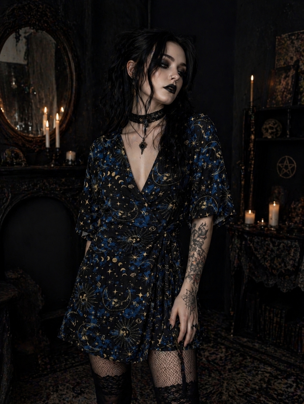 Midnight Hour Celestial Wrap Dress